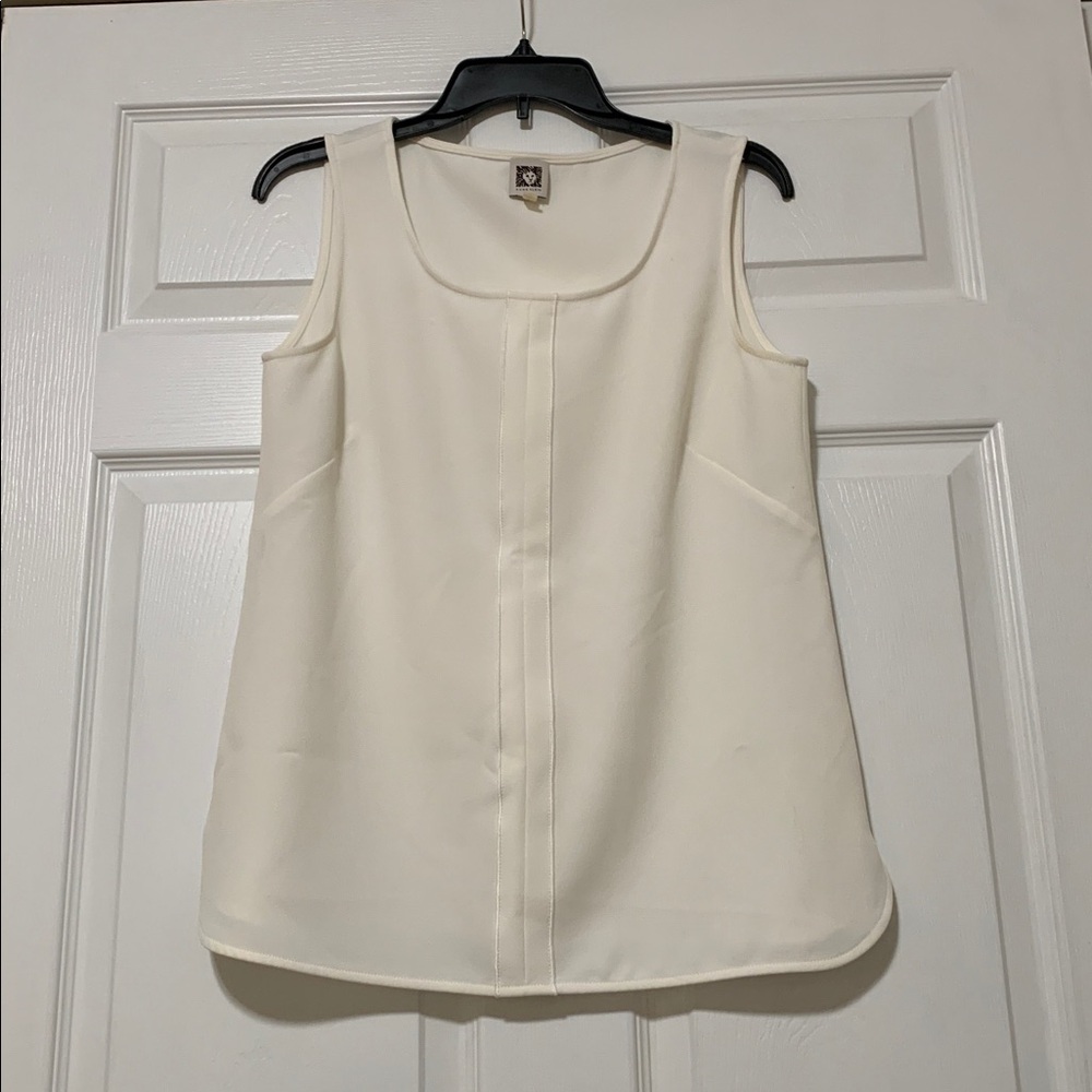 Anne Klein Women’s Normcore Cream Sleeveless Scoop Neck Top